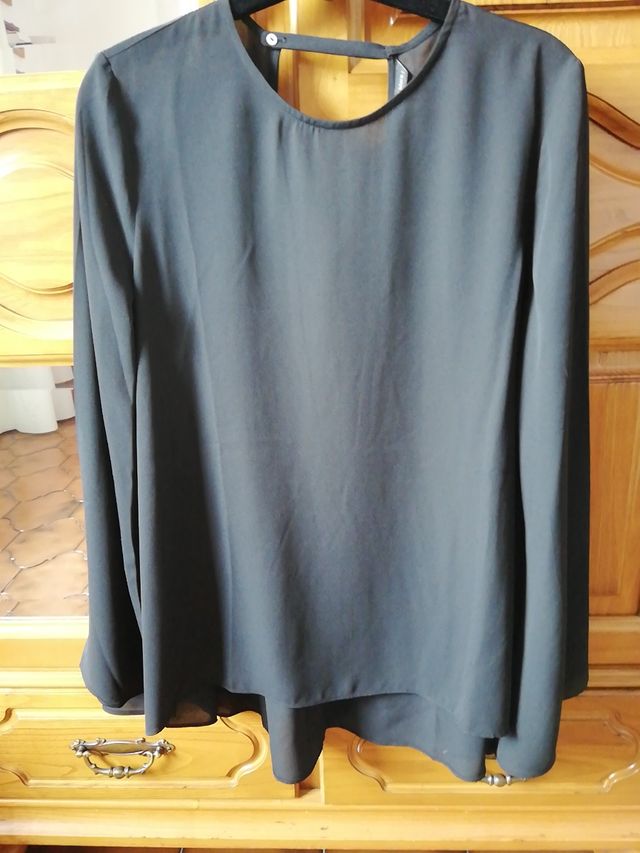 Top Blusón negro gasa M