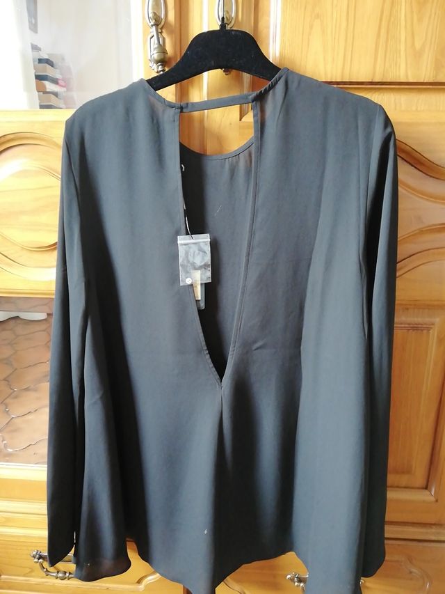 Top Blusón negro gasa M