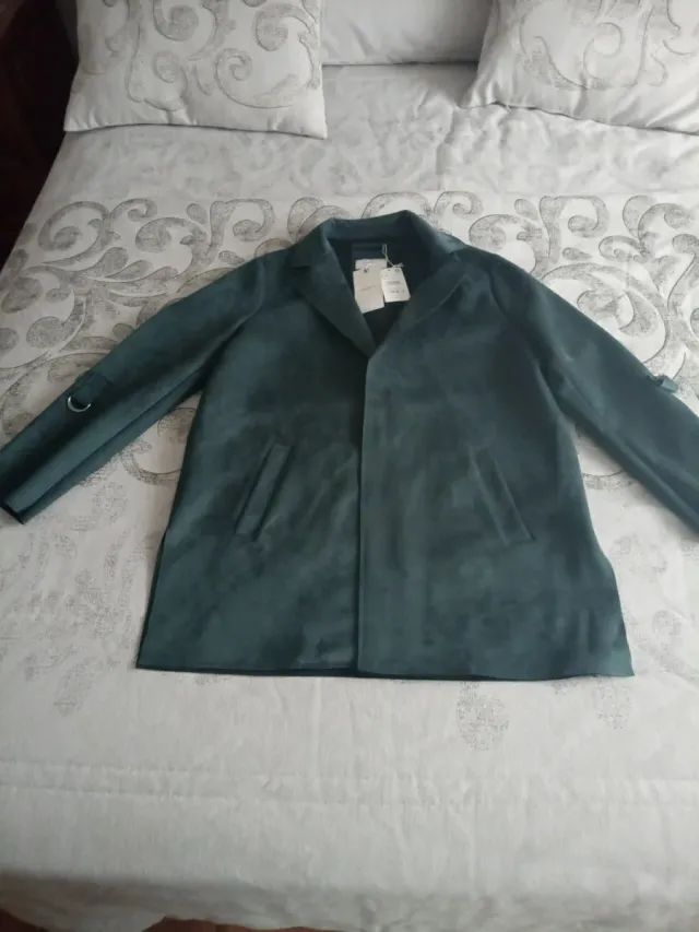 chaqueta efecto ante verde oscuro