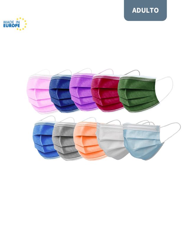 MASCARILLA QUIRÚRGICA ADULTO COLORES (PACK 20UD)