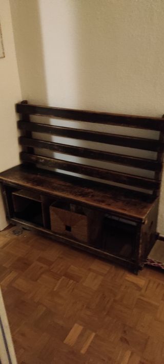 Banco de jardín banco de madera banco banco para sentarse banco horno vintage casa de campo de mano de 118 cm