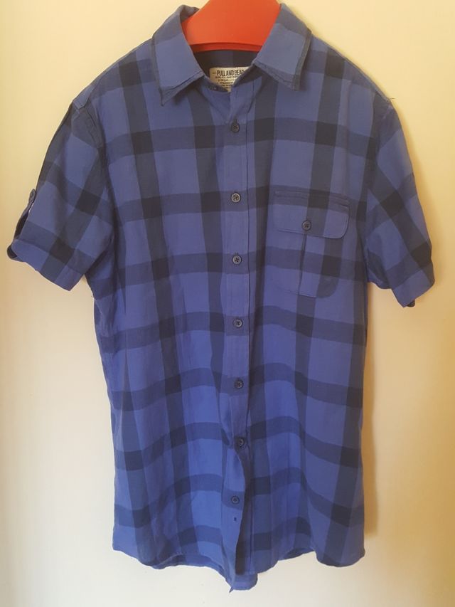 Camisa azul Pull and Bear de cuadros sin estrenar