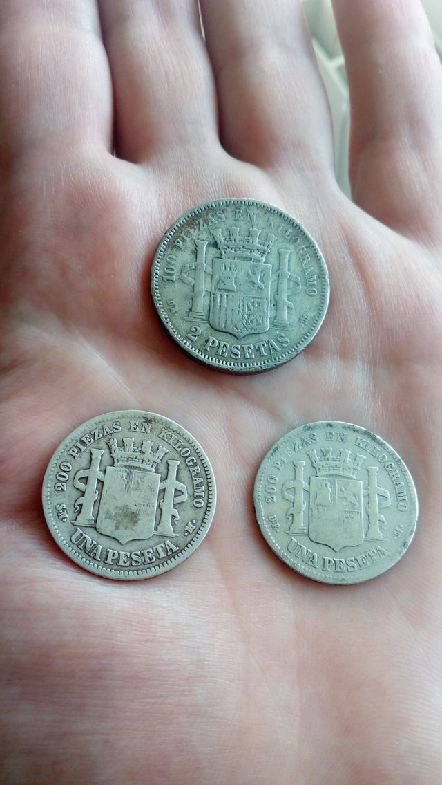 3 Monedas Plata República GP 1,2 Pesetas 1869 1870