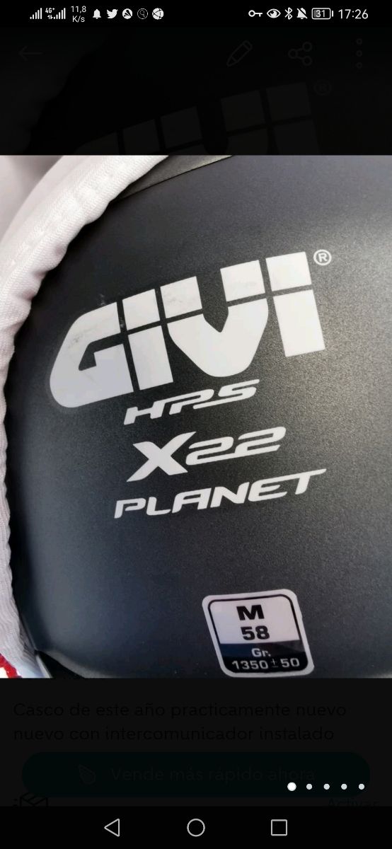 casco jet givi x22 planet con intercomunicador