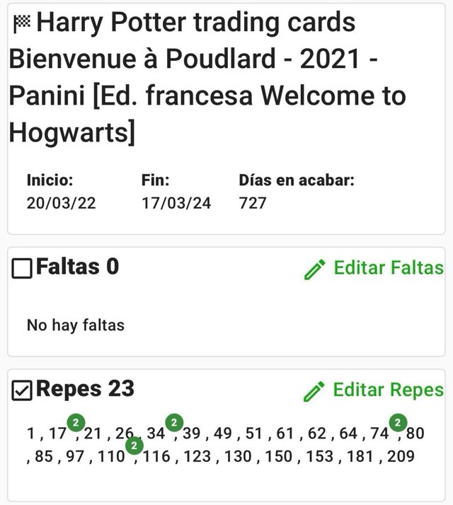 Trading Cards Bienvenidos a Hogwarts 2020