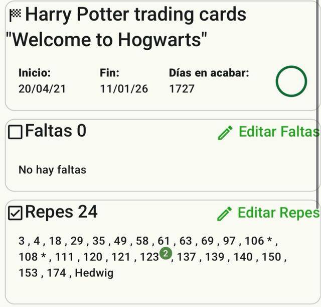 Trading Cards Bienvenidos a Hogwarts 2020