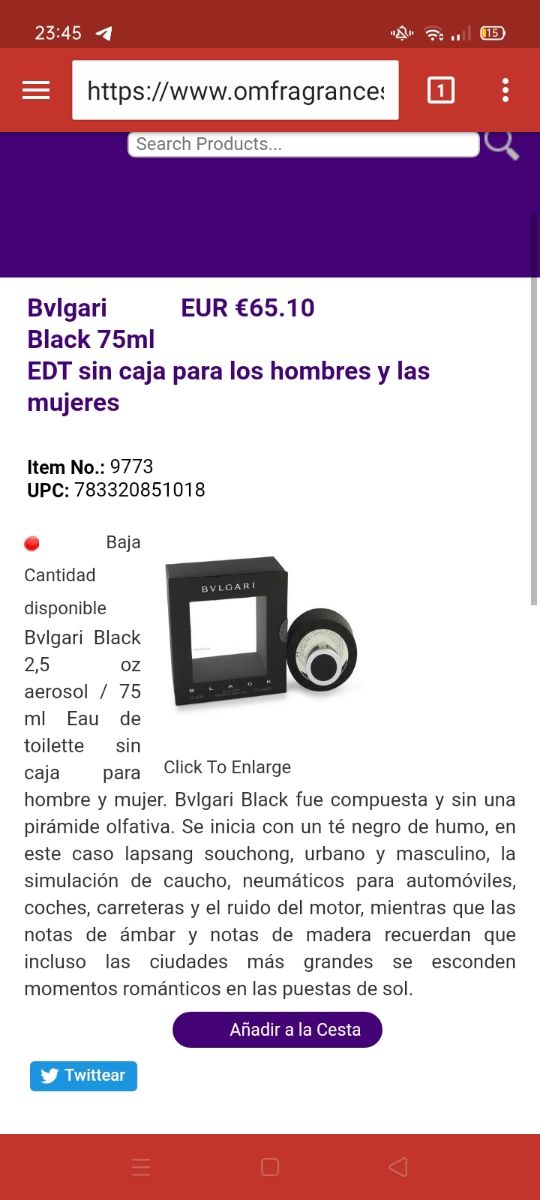 perfume bvlgari rebajado 50%