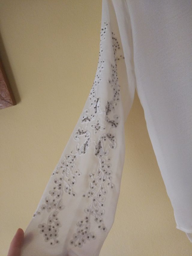 blusa marfil abalorios transparente