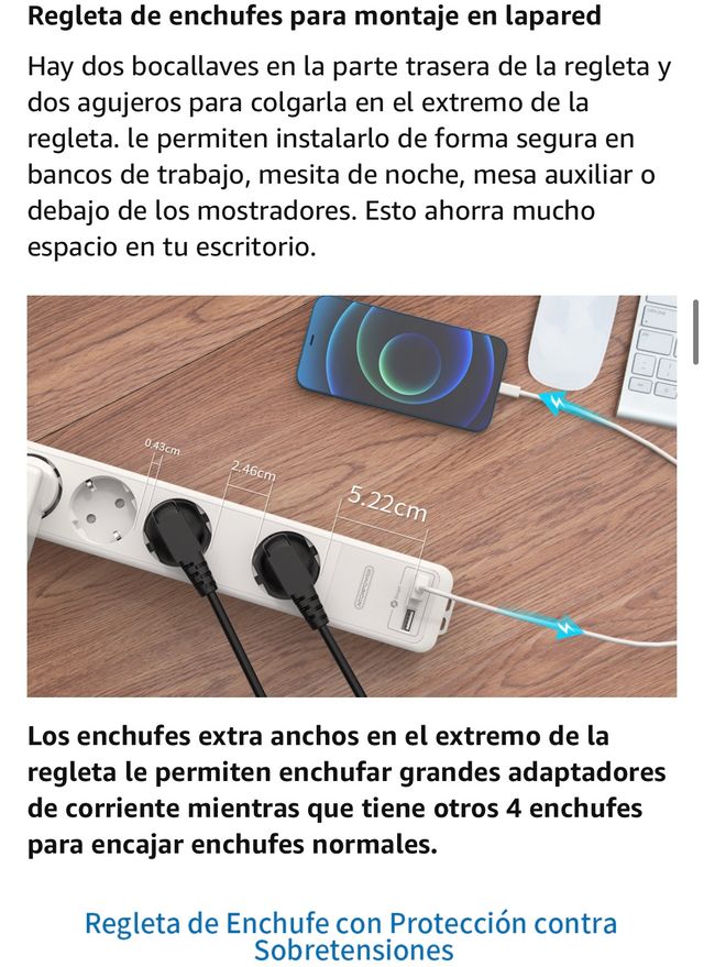 Regleta enchufes 4000W 16A · Nueva a estrenar