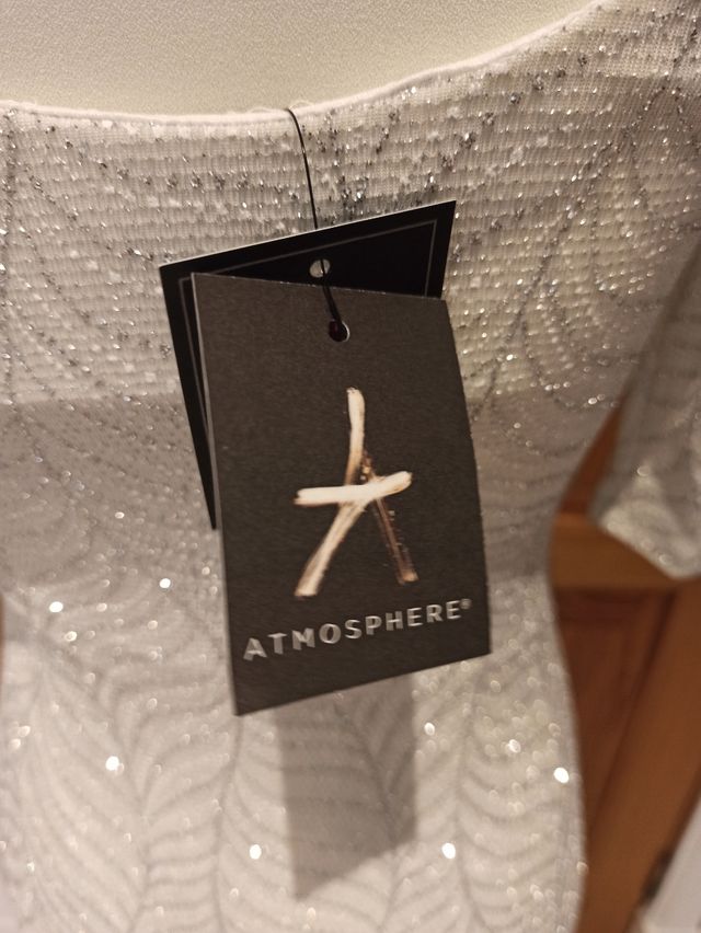 Vestido mini blanco glitter Atmosphere