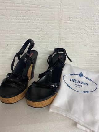 SANDALIAS PRADA PLATAFORMA CORCHO Y PIEL