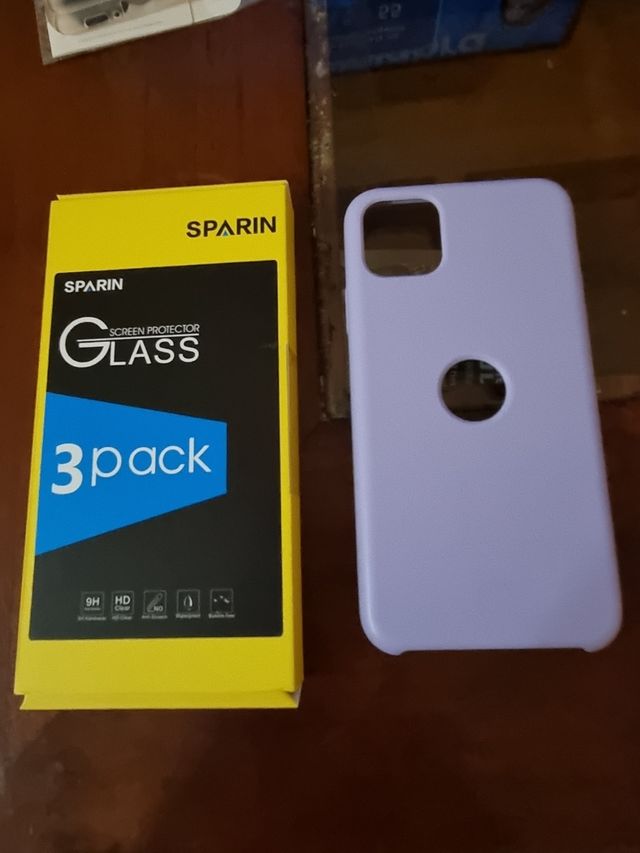 2 protector pantalla más funda iPhone 11 pro max