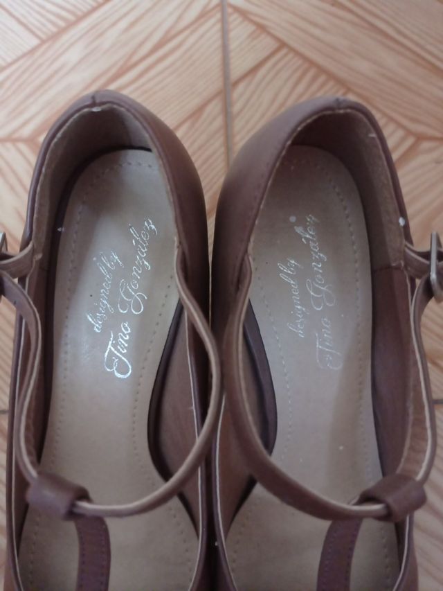 Zapatos marrones de 7cm de tacón Talla37