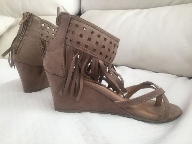 Sandalias cuña mustang piel camel talla 38