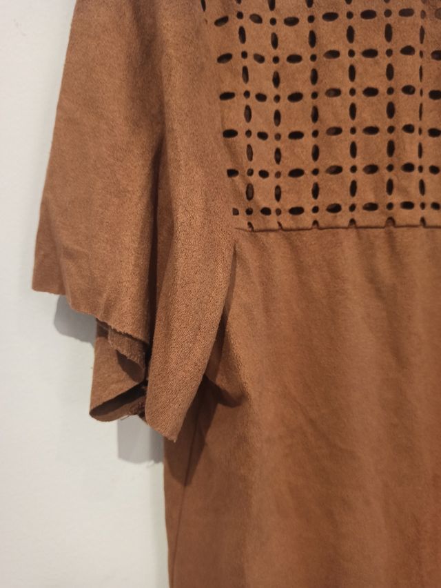 Camiseta marrón efecto ante