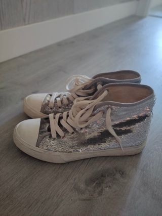 converse plateadas con brillo
