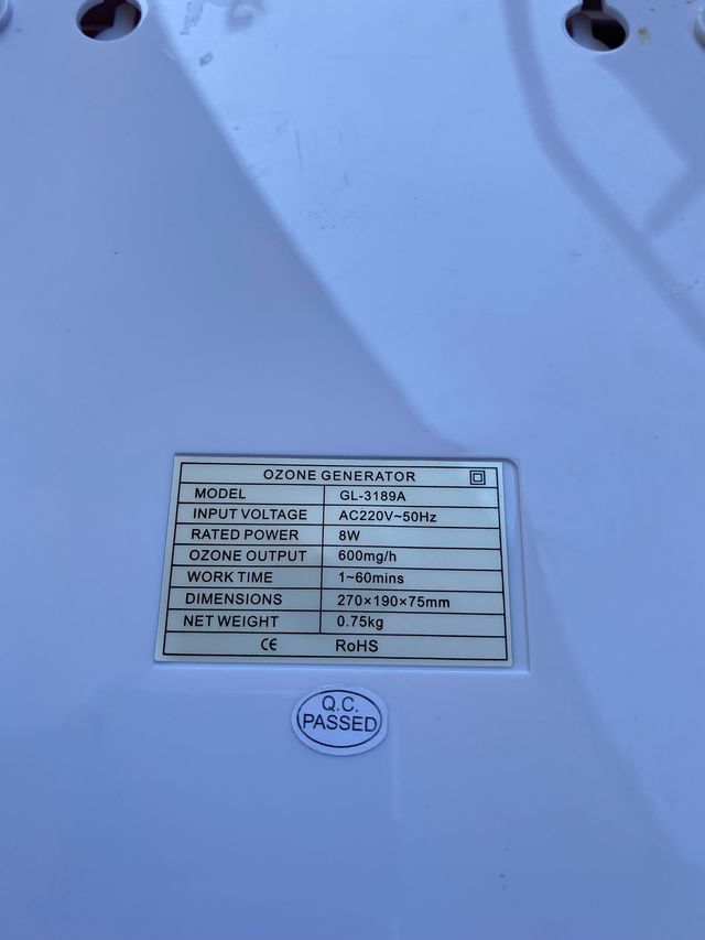Generador ozono doméstico 