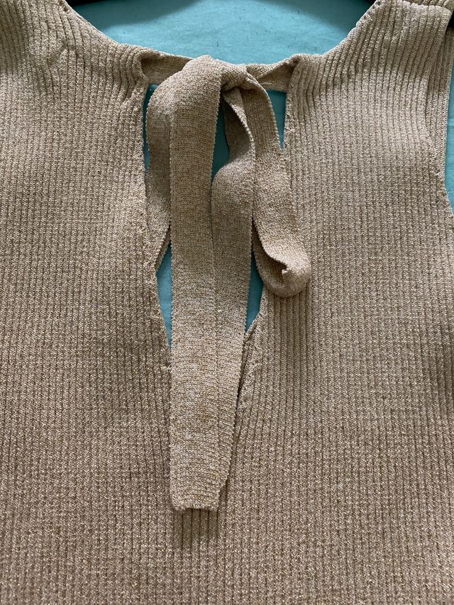 Top beige dorado punto canale t-42 El Corte Ingles