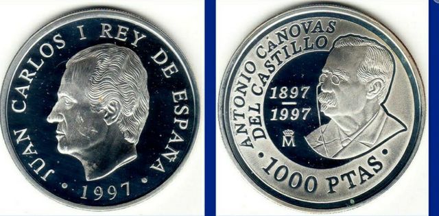 1000 pesetas 1997 Canovas proof