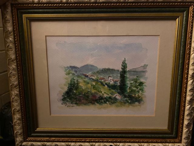 Cuadro acuarela de un pueblo de Cataluña 