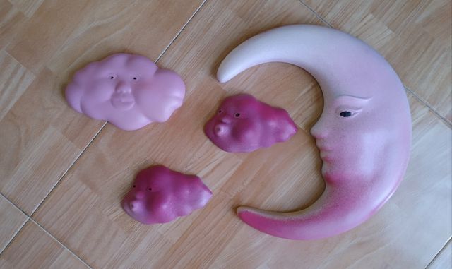 Luna y nubes pared 4piezas