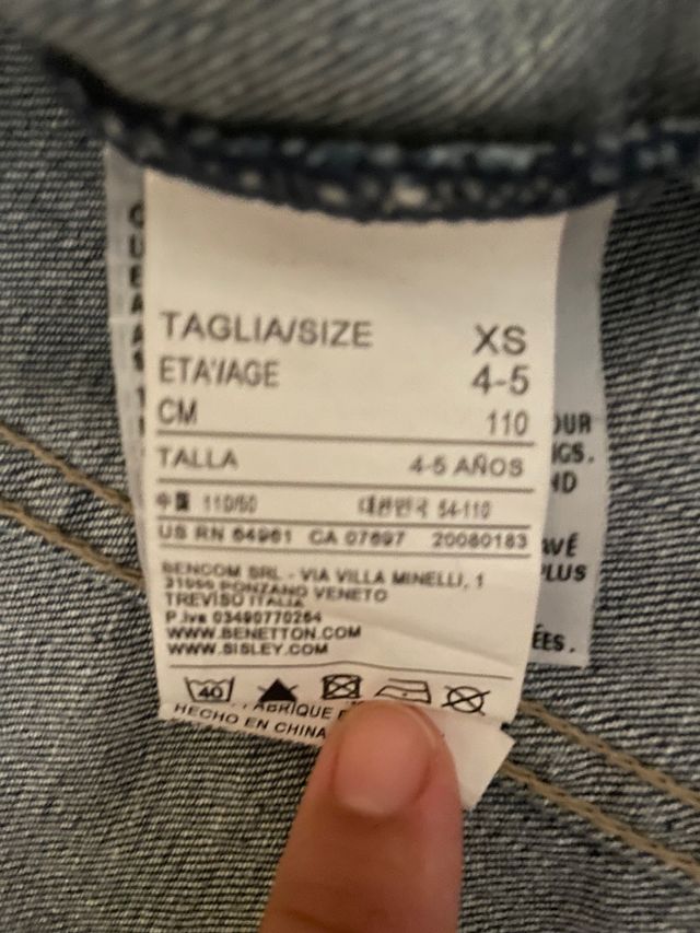Cazadora vaquera Benetton niña talla 4-5