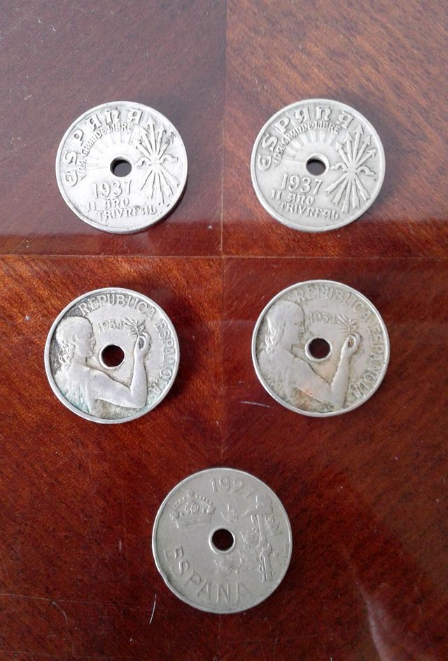 MONEDAS 25 CTS 1927, 1934, 1937