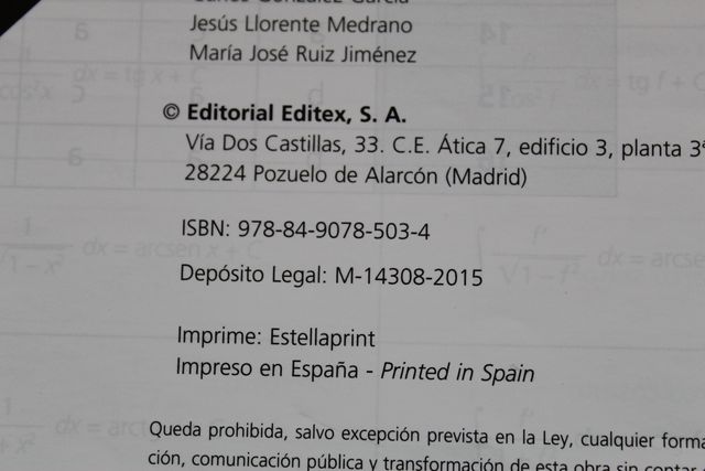 Matemáticas I, 1ºBACH, EDITEX