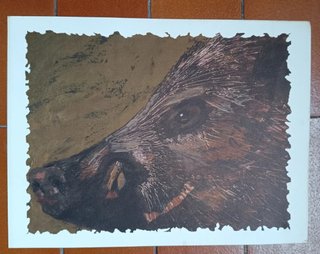 Cuadro grabado de caza de un jabalí