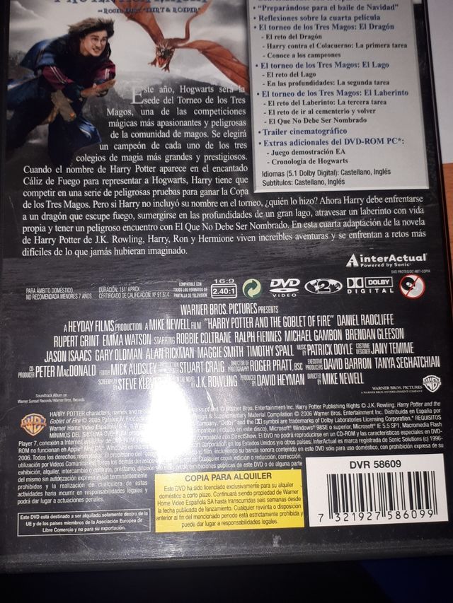 DVD HARRY POTTER Y EL CÁLIZ DE FUEGO