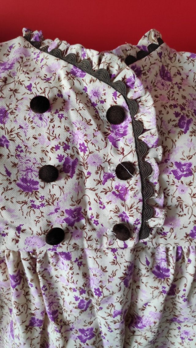 Vestido niña flores en tonos malva y beige