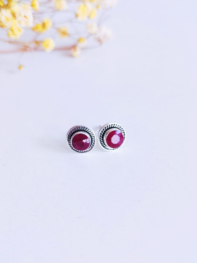 Pendientes plata con rubí