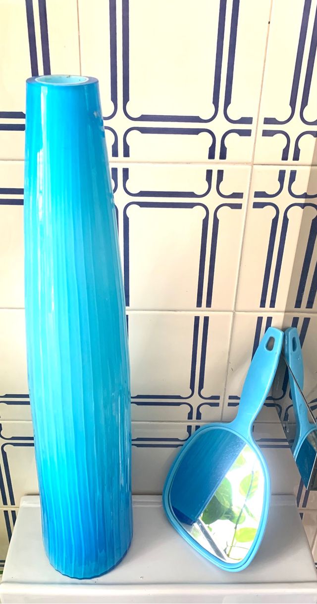 Vaso vintage in vetro striato opale