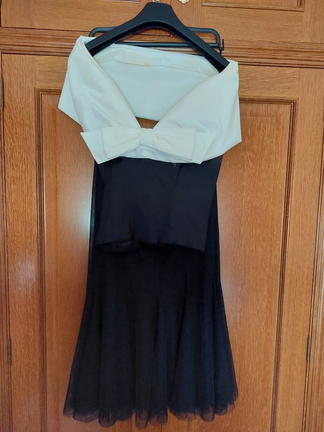 VESTIDO FIESTA  JOSEPH RIBKOFF NEGRO Y BLANCO 38