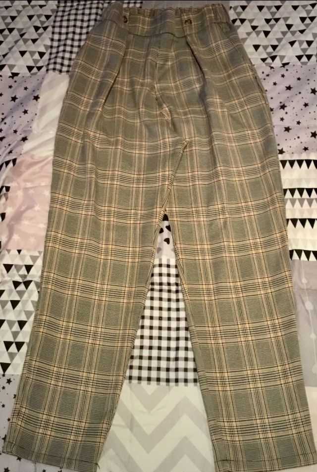 Pantalón de pinza, a cuadros, talla S, nuevo