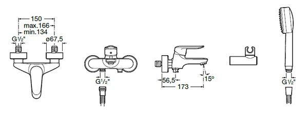 Grifo baño-ducha Roca Logica-N A5A0127C02