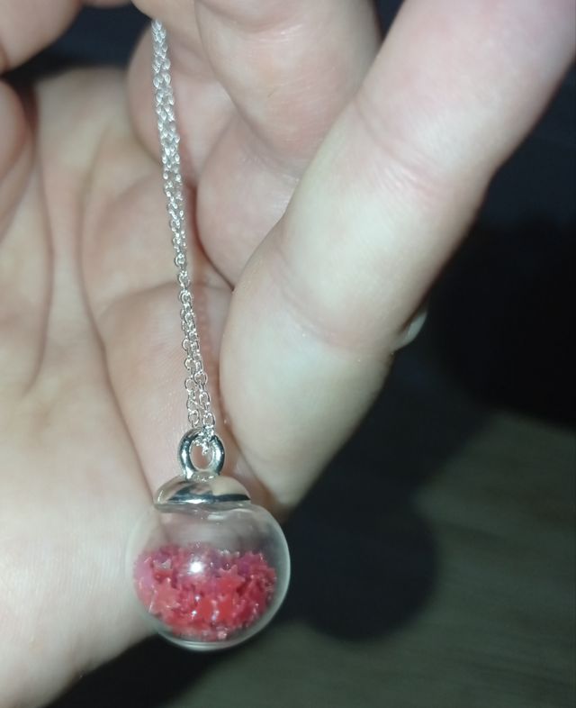 cadena de plata de 55 cm con bola de cristal