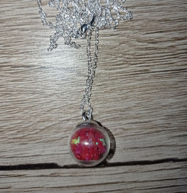 cadena de plata de 55 cm con bola de cristal