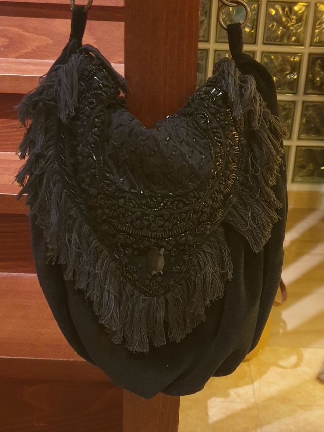 Bolso abalorios negro