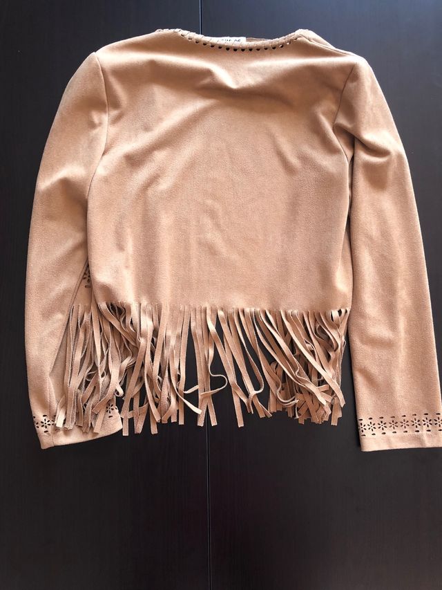 Chaqueta flecos terciopelo marrón