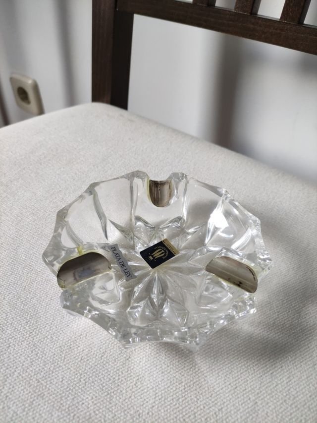 Cenicero cristal plata. A estrenar. Vintage