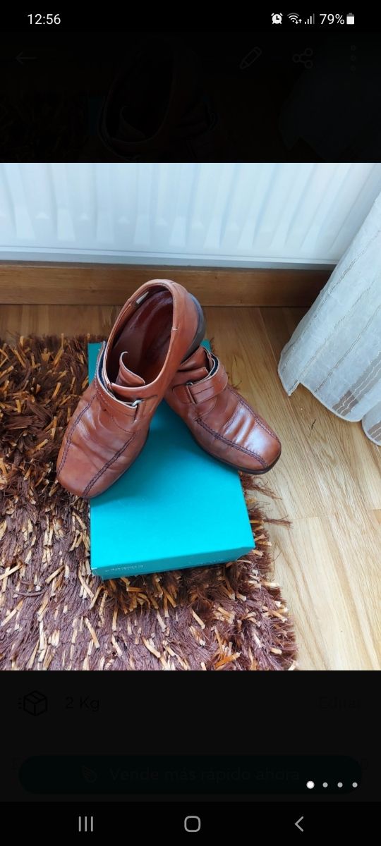 Zapatos de piel marrón, talla 38