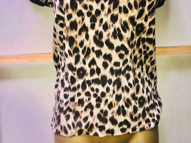 Blanco tricot animal print leopardo camiseta