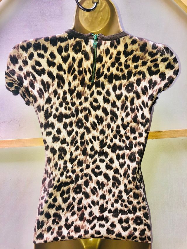 Blanco tricot animal print leopardo camiseta