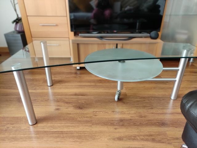 mesa centro cristal doble