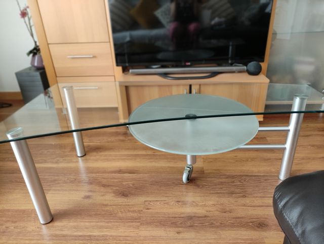 mesa centro cristal doble