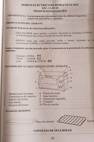 Horno eléctrico y grill doble función NUNCA USADO de segunda mano por 20  EUR en Bilbao en WALLAPOP
