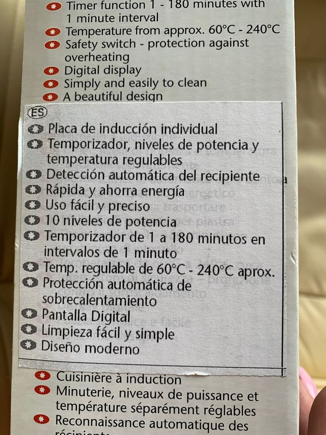 Placa inducción portátil