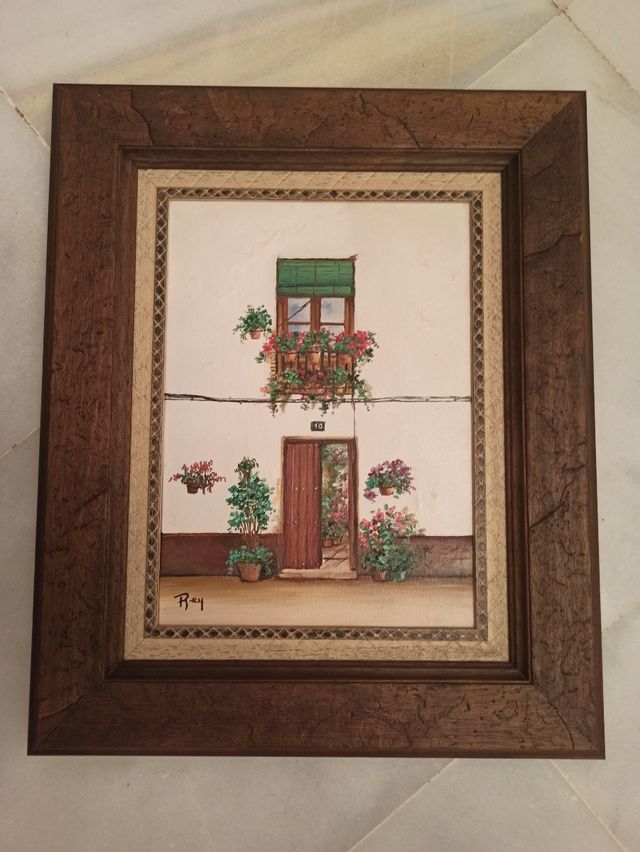 Cuadro de óleo sobre lienzo enmarcado