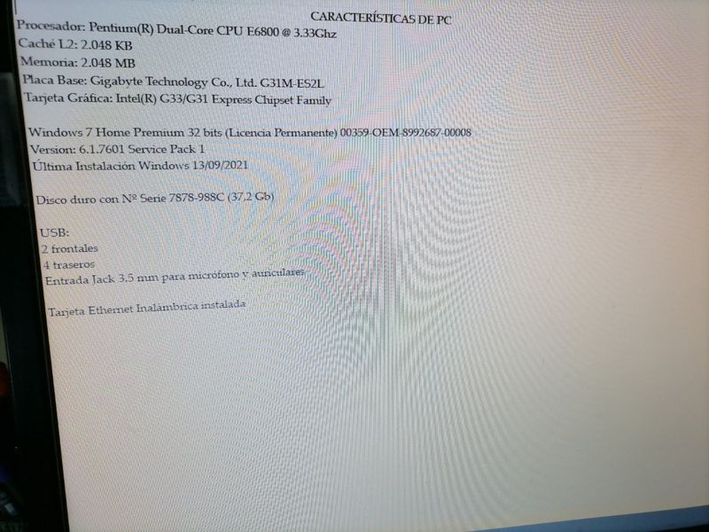 Torre (CPU) sobremesa en perfectísimo estado de Segunda mano por